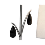 M6318 Andrea Table Lamp 63cm 2 Light Polished Chrome White Shades Black Crystal Droplets