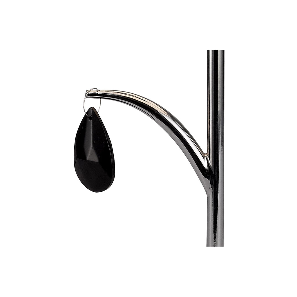M6319 Andrea Table Lamp 45cm 1 Light Polished Chrome White Shades Black Crystal Droplets
