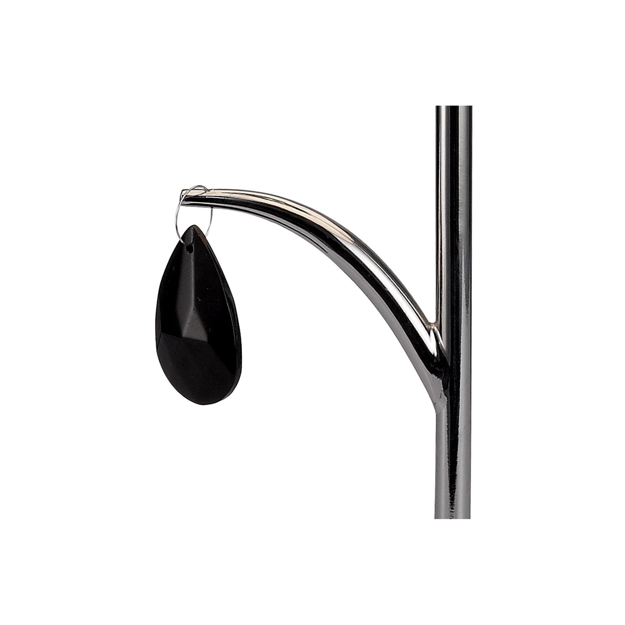 M6319 Andrea Table Lamp 45cm 1 Light Polished Chrome White Shades Black Crystal Droplets