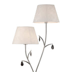 M6320 Andrea Floor Lamp 175cm 2 Light Polished Chrome White Shades Black Crystal Droplets