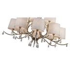 M6330 Andrea Pendant 100cm Round 12 Light Antique Brass White Shades White Crystal Droplets