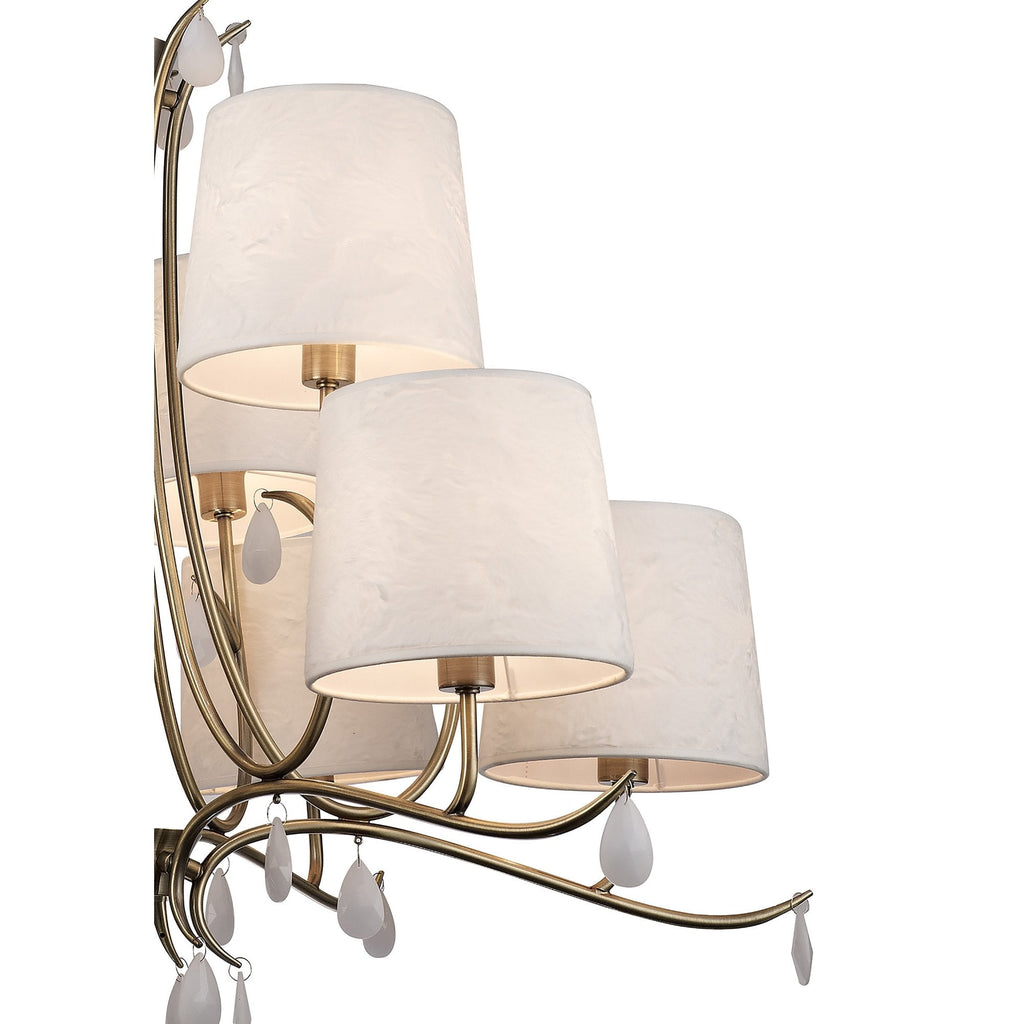 M6331 Andrea Pendant 88cm Round 9 Light Antique Brass White Shades White Crystal Droplets
