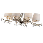 M6332 Andrea Pendant 100cm Round 8 Light Antique Brass White Shades White Crystal Droplets