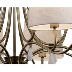 M6332 Andrea Pendant 100cm Round 8 Light Antique Brass White Shades White Crystal Droplets