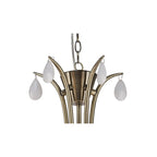 M6334 Andrea Pendant 81.5cm Round 5 Light Antique Brass White Shades White Crystal Droplets