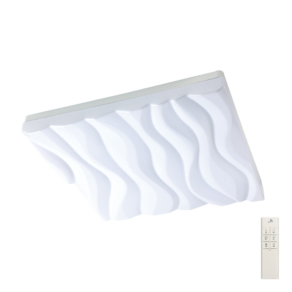 M5043R Arena Bathroom Ceiling / Wall Light Large Square 60W LED Dimmable Matt White / Acrylic