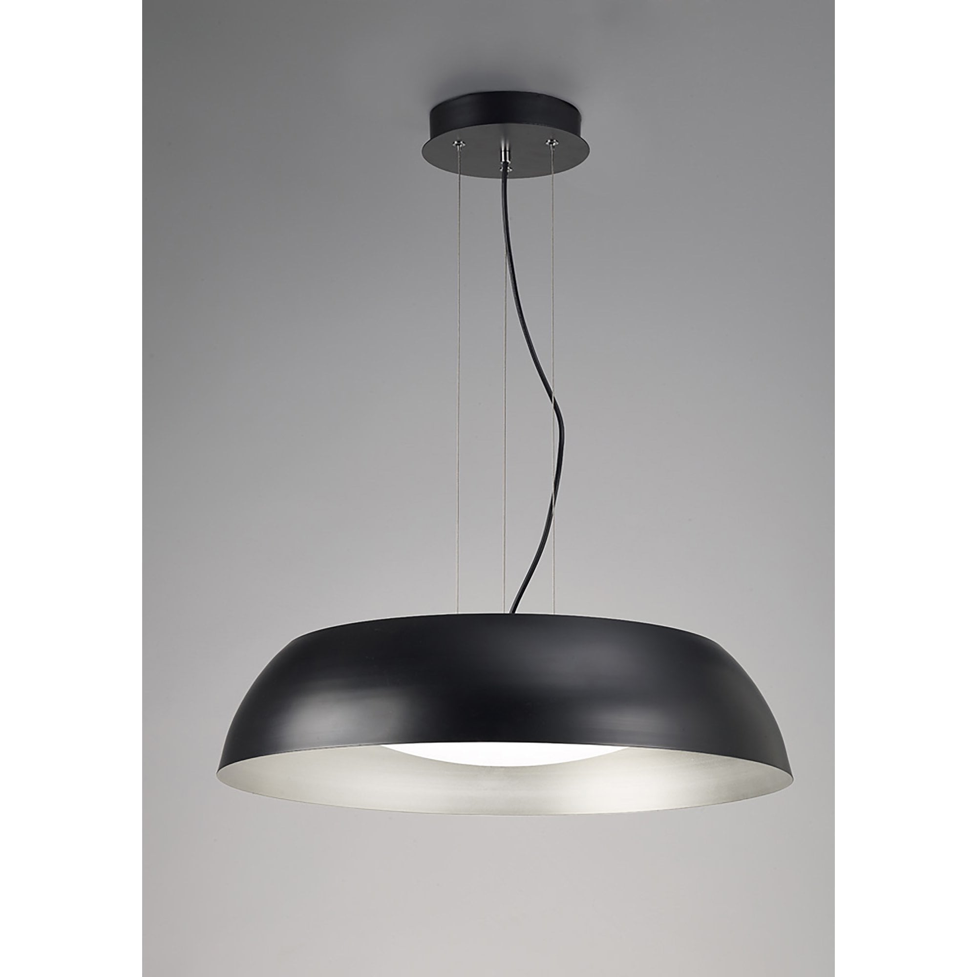 M4843 Argenta Pendant Large 30W LED Matt Black/Silver/White Acrylic