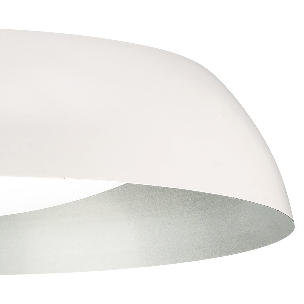 M4846E Argenta Flush Ceiling Large 5 Light 60cm Matt White/Silver/White Acrylic