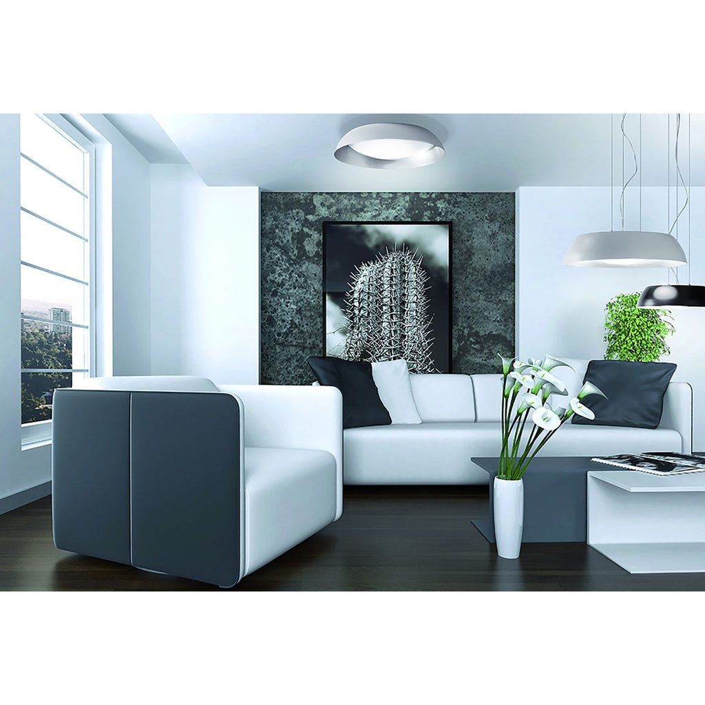 M4846 Argenta Flush Ceiling Large 30W LED Matt White/Silver/White Acrylic