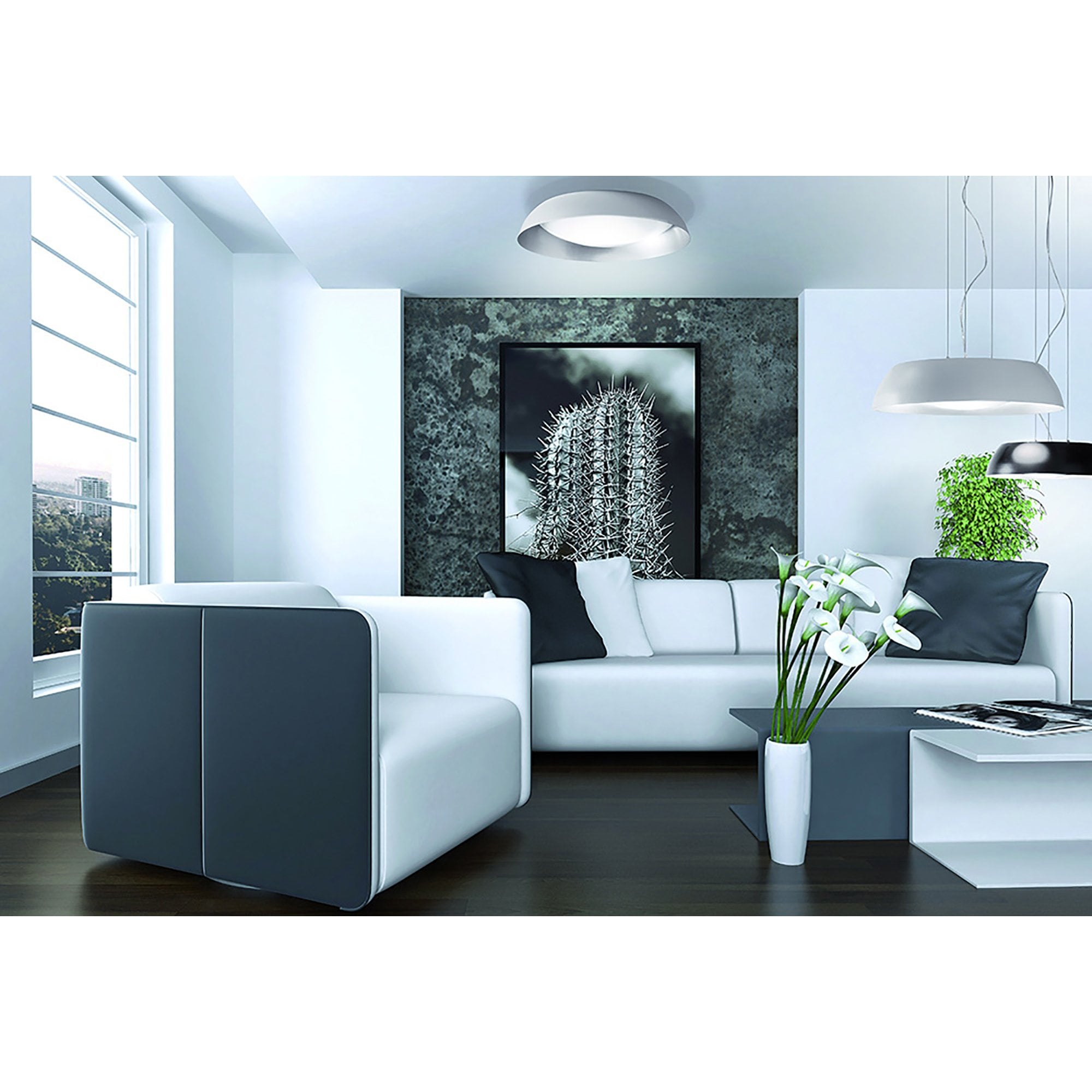 M4846 Argenta Flush Ceiling Large 30W LED Matt White/Silver/White Acrylic