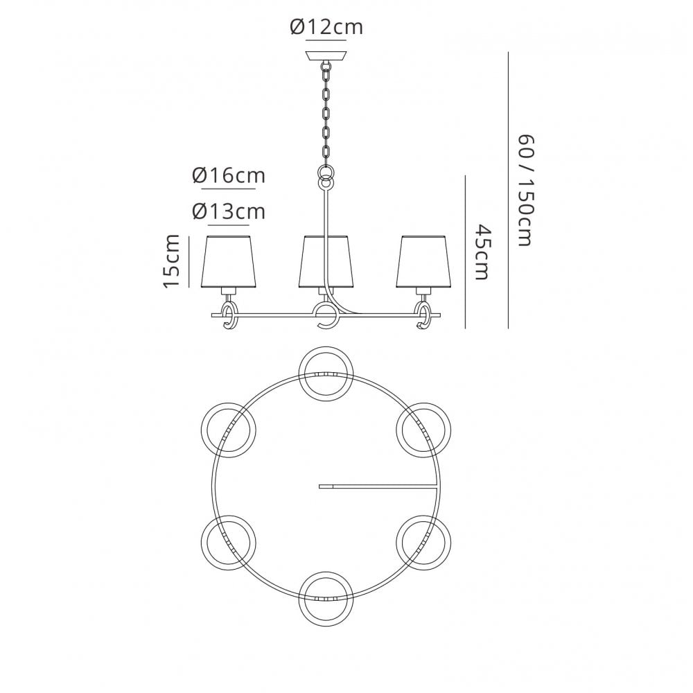 M5210 Argi Pendant 6 Light E27 Taupe Shades Brown Oxide