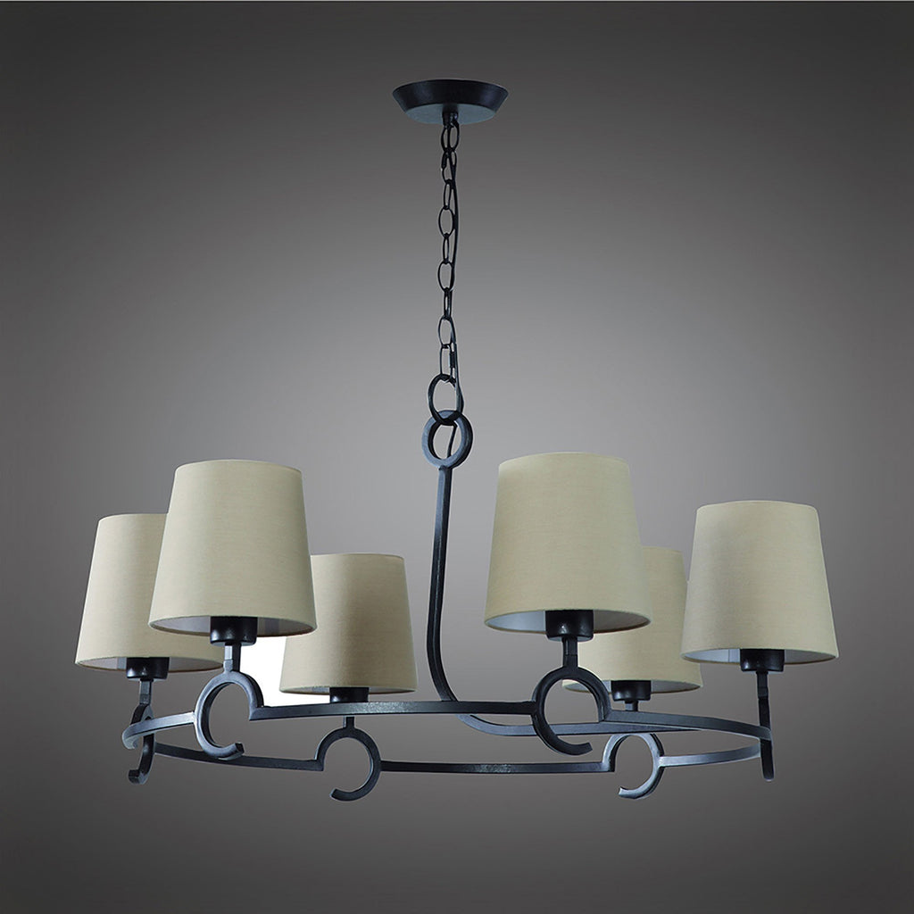 M5210 Argi Pendant 6 Light E27 Taupe Shades Brown Oxide