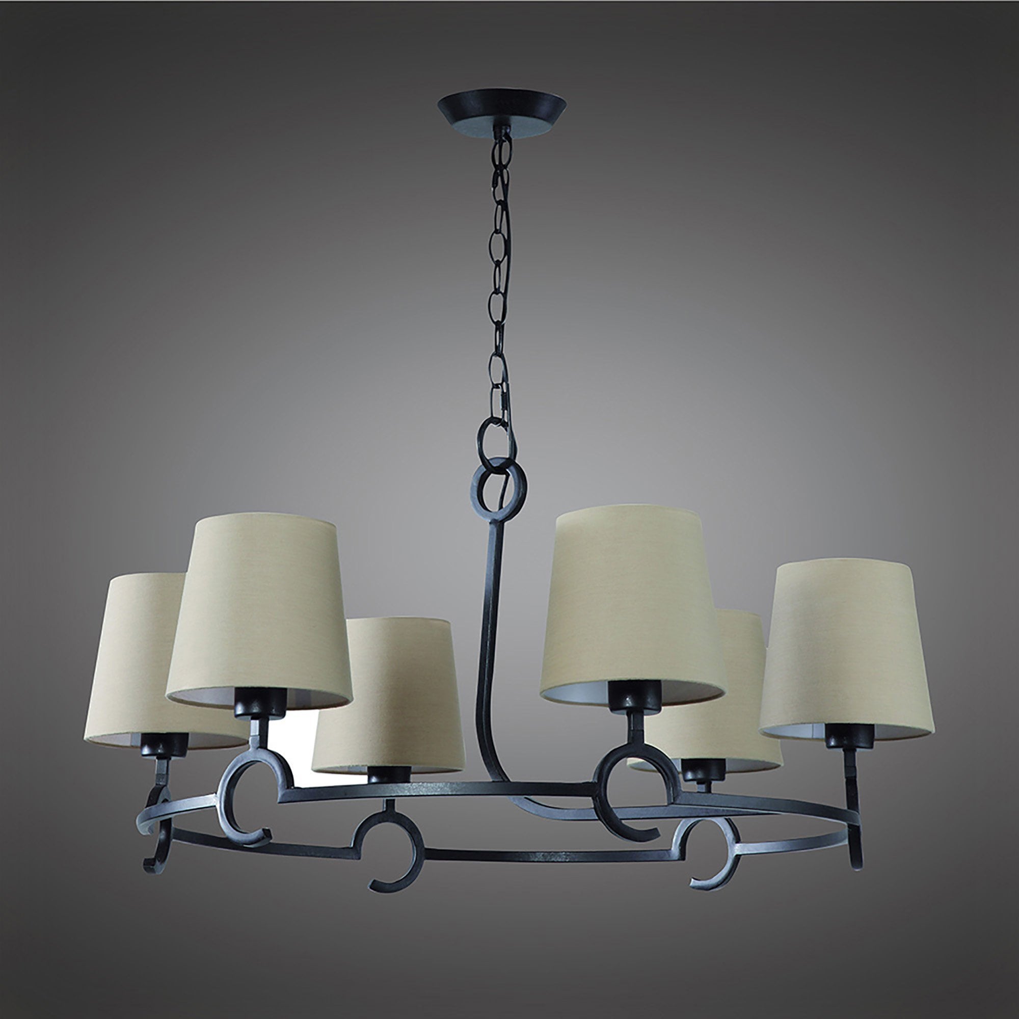M5210 Argi Pendant 6 Light E27 Taupe Shades Brown Oxide