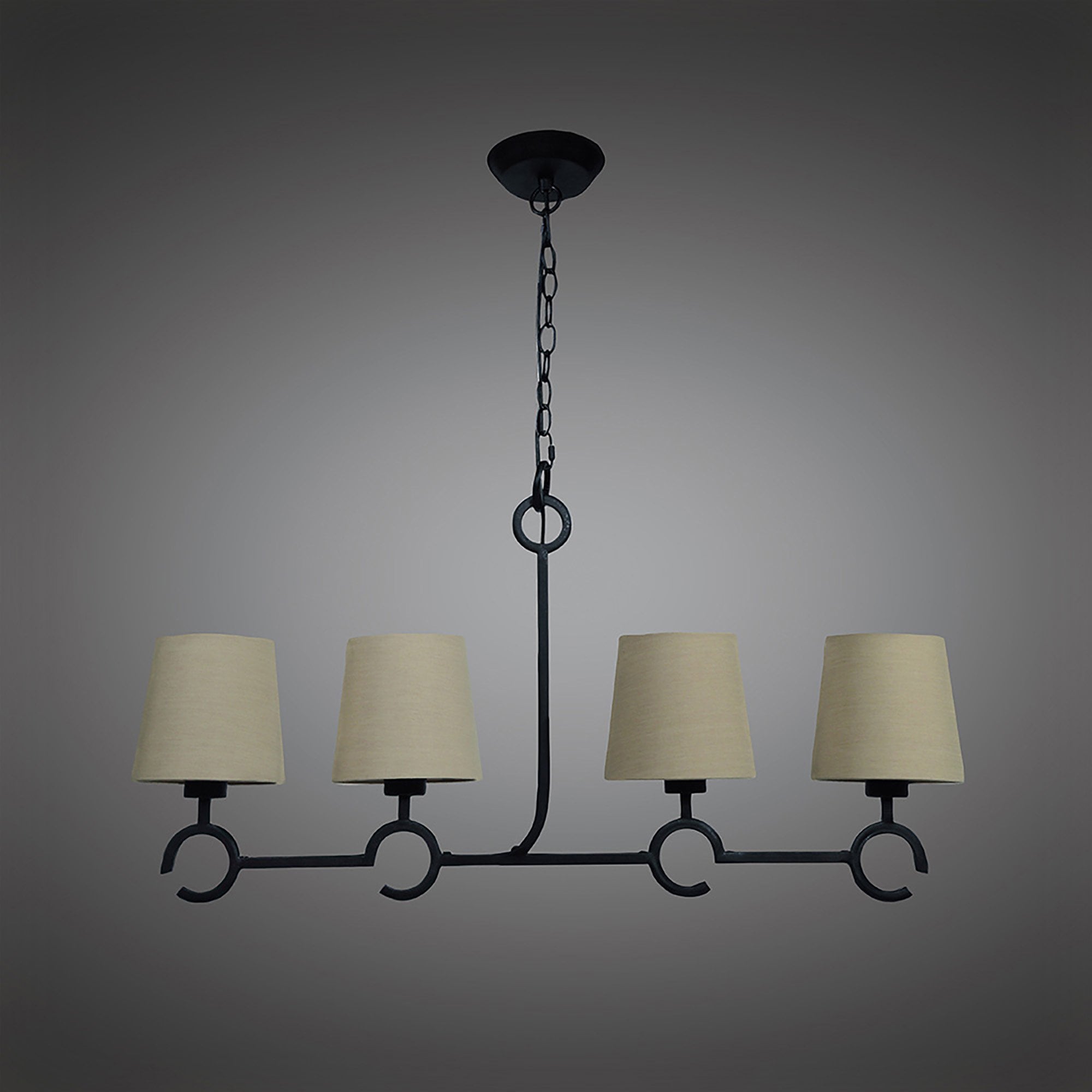 M5212 Argi Linear Pendant 4 Light Line E27 Taupe Shades Brown Oxide