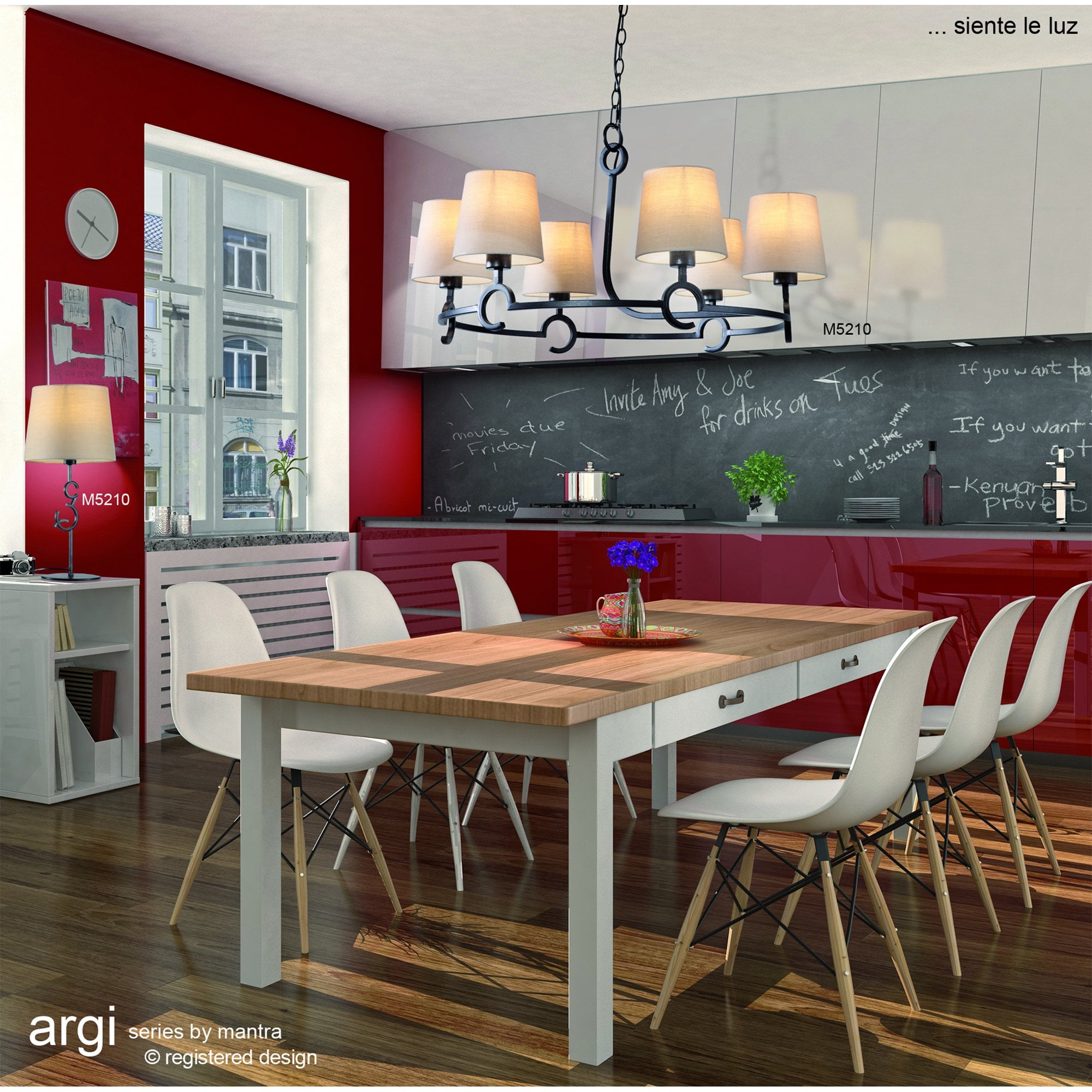 M5212 Argi Linear Pendant 4 Light Line E27 Taupe Shades Brown Oxide