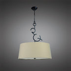 M5213 Argi Pendant 3 Light E27 Round Taupe Shades Brown Oxide
