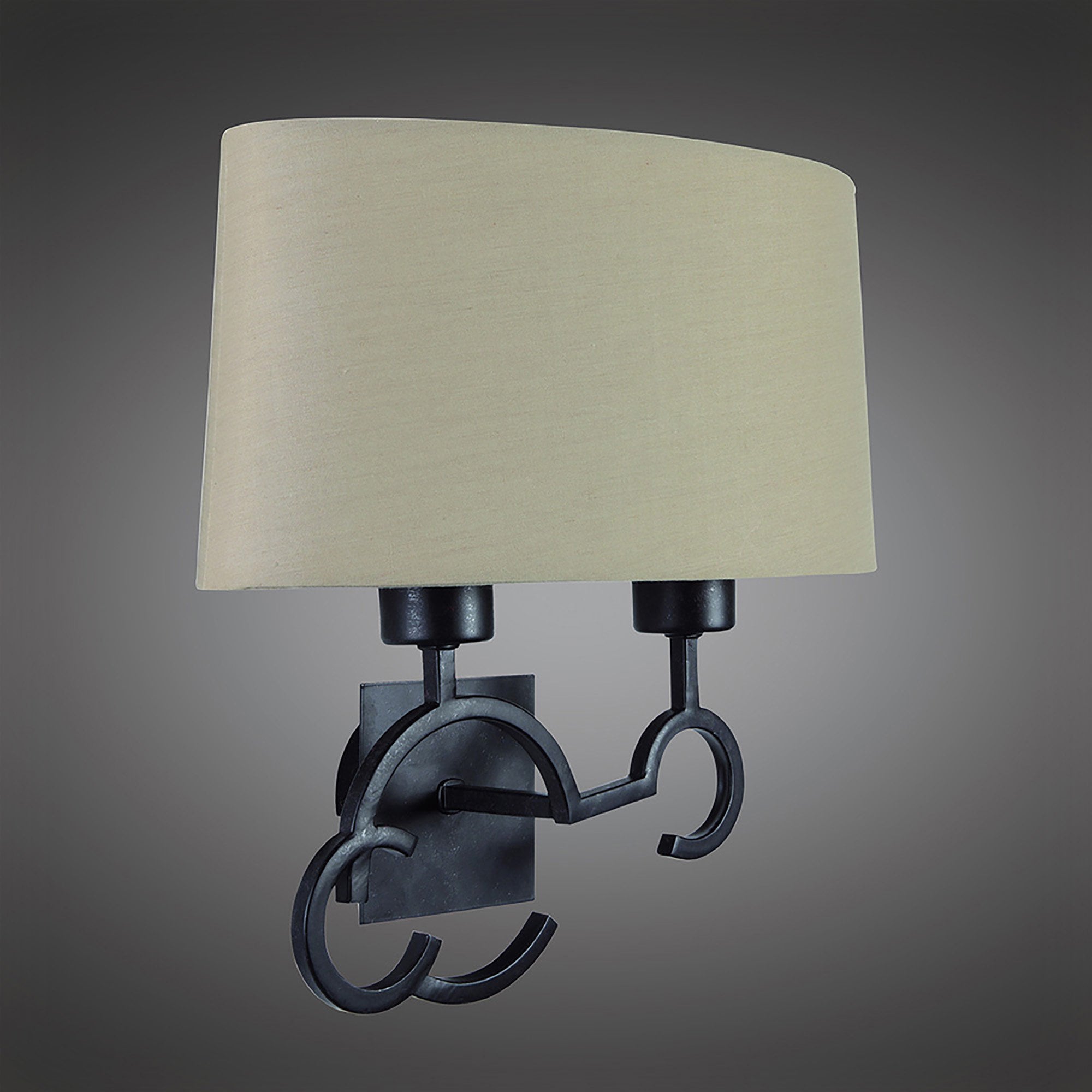 M5215 Argi Wall Lamp 2 Light E27 Taupe Shade Brown Oxide