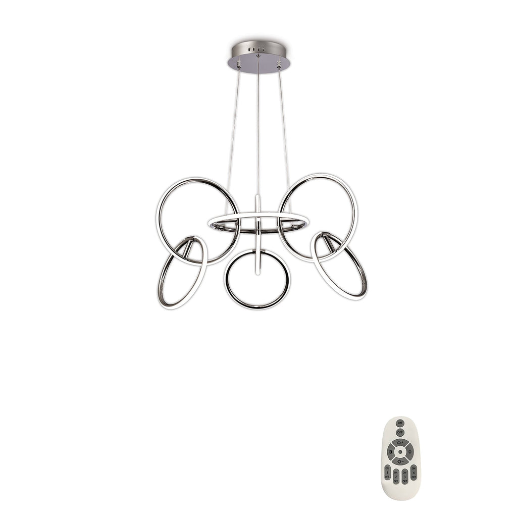 M5751 Aros Pendant 89cm Diameter 7 Ring 81W LED Chrome