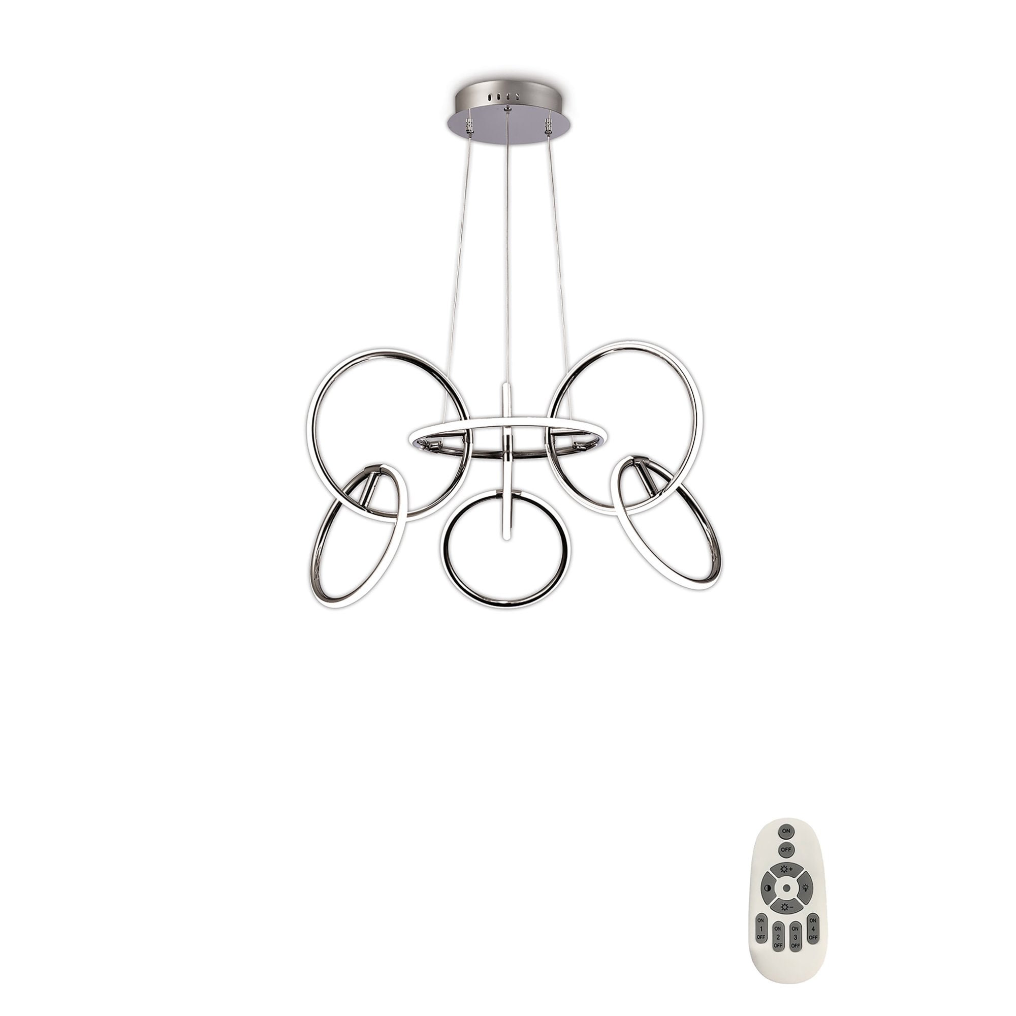 M5751 Aros Pendant 89cm Diameter 7 Ring 81W LED Chrome