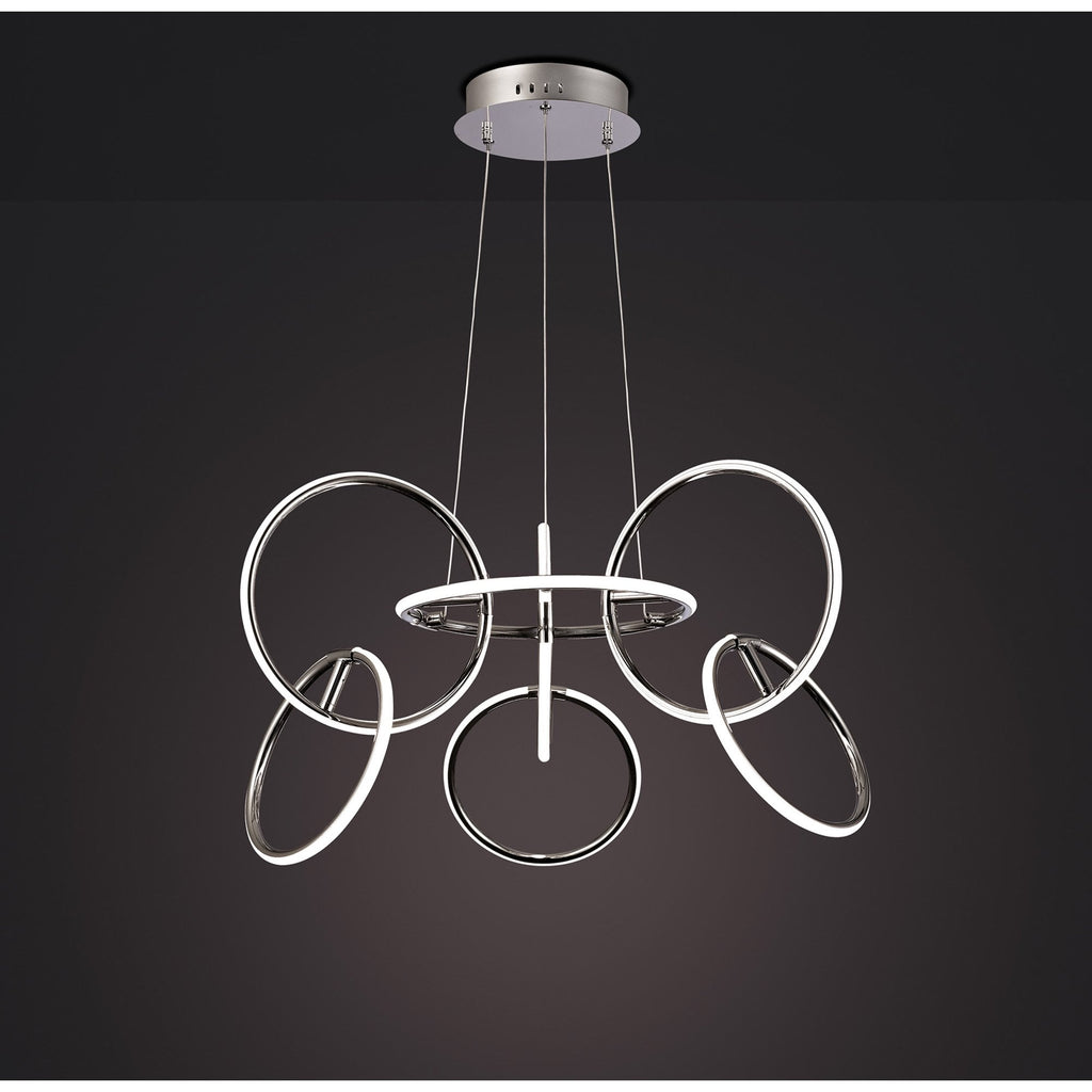 M5751 Aros Pendant 89cm Diameter 7 Ring 81W LED Chrome