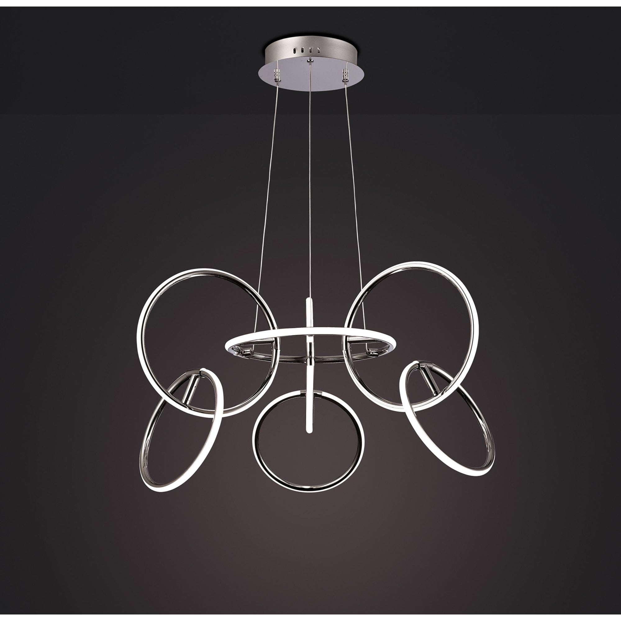 M5751 Aros Pendant 89cm Diameter 7 Ring 81W LED Chrome