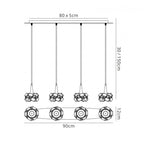 M3950 Artic Linear Pendant 4 Light G9 Line Polished Chrome