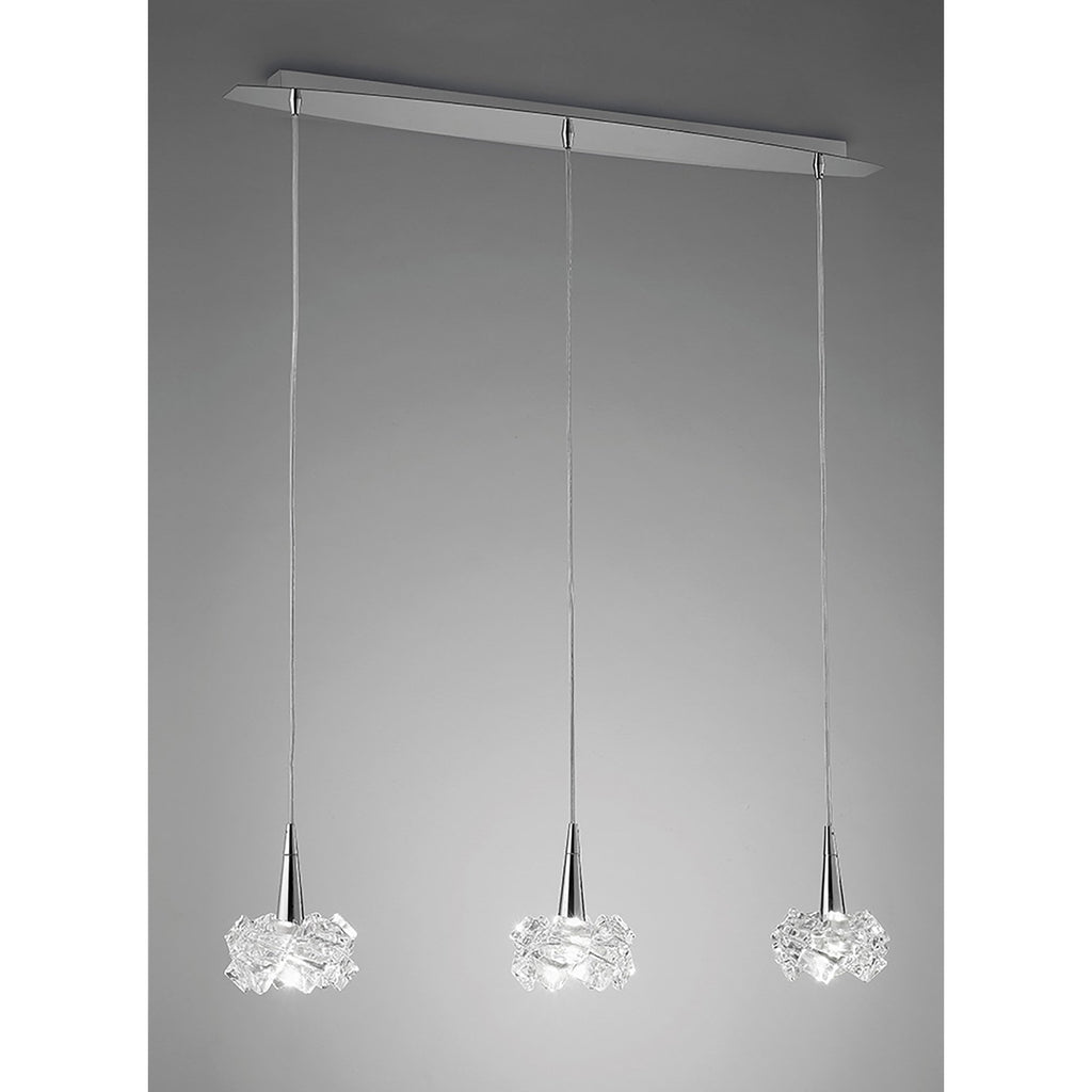 M3951 Artic Linear Pendant 3 Light G9 Line Small Polished Chrome