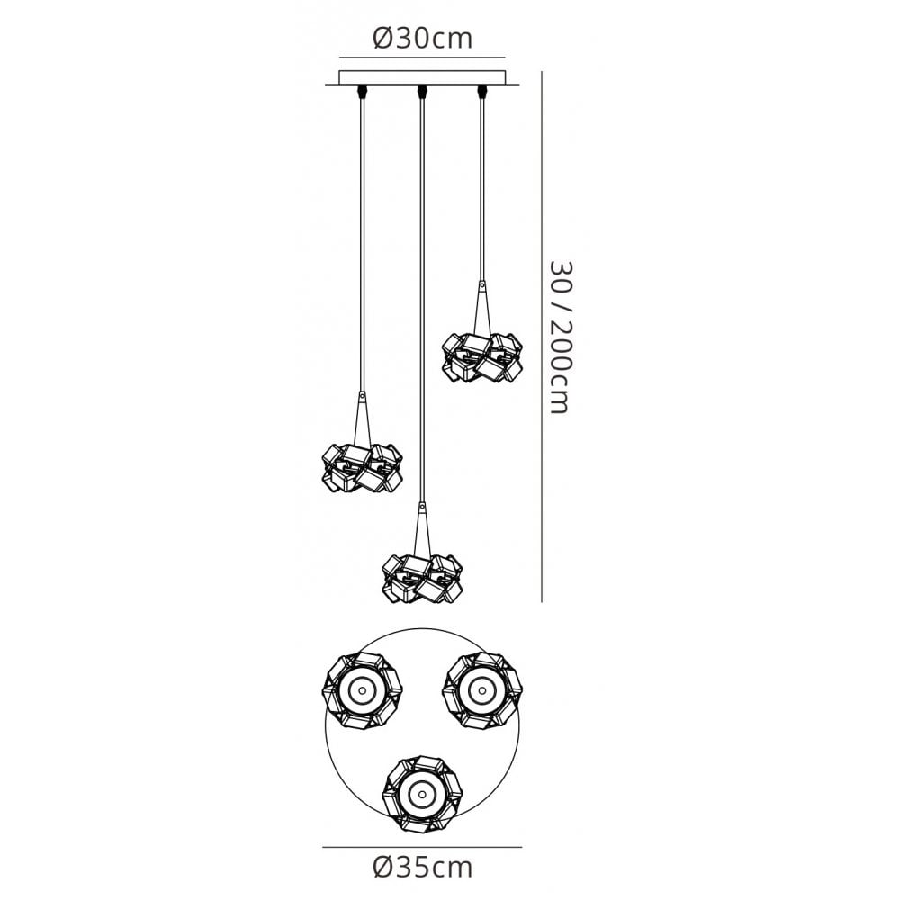 M3952 Artic Pendant 3 Light G9 Round Polished Chrome