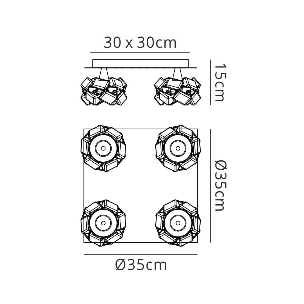 M3954 Artic Flush Ceiling 4 Light G9 Square Polished Chrome