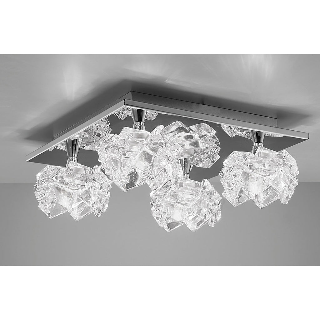M3954 Artic Flush Ceiling 4 Light G9 Square Polished Chrome