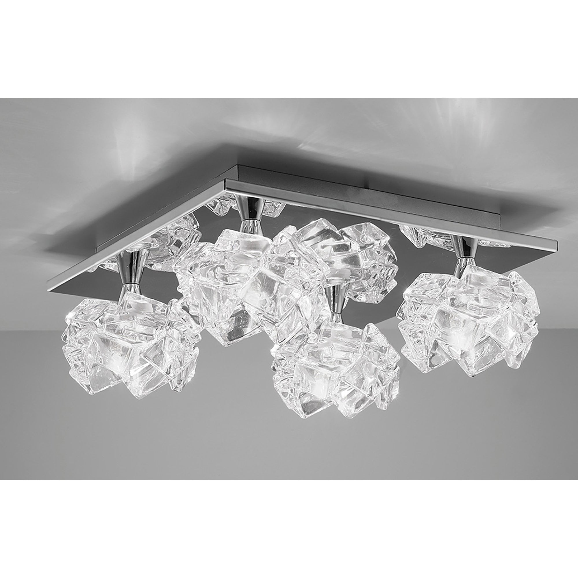 M3954 Artic Flush Ceiling 4 Light G9 Square Polished Chrome