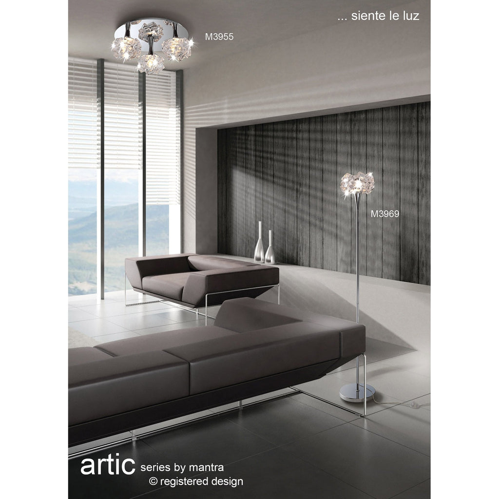 M3954 Artic Flush Ceiling 4 Light G9 Square Polished Chrome