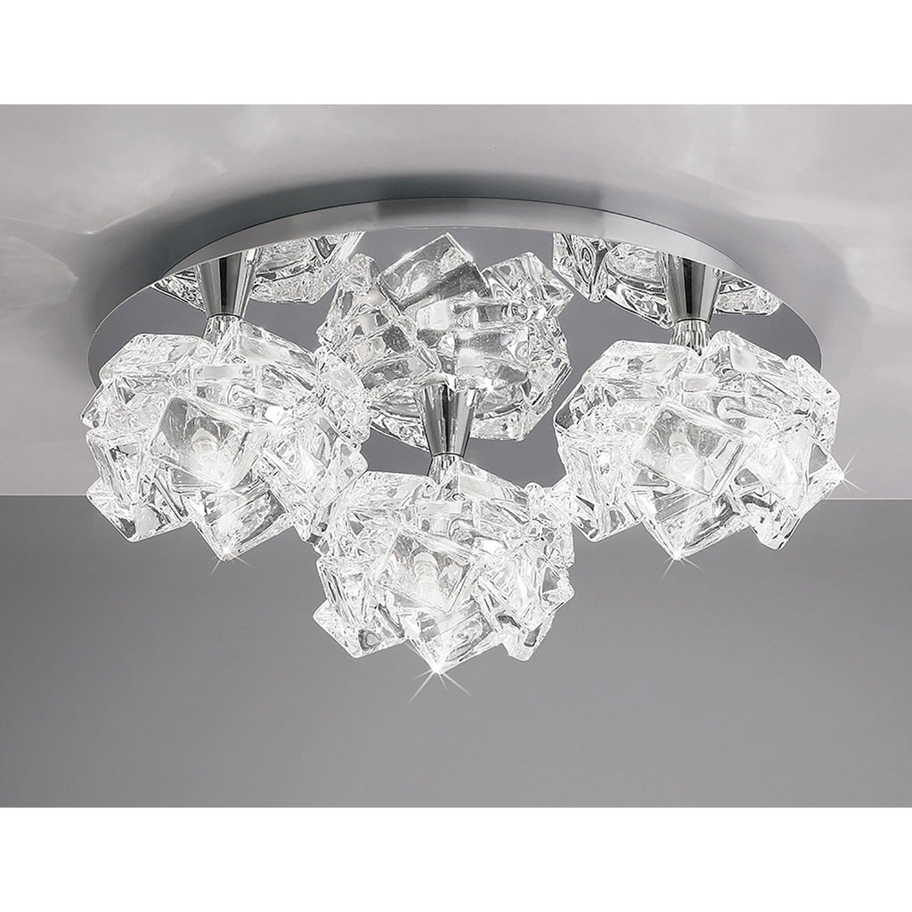 M3955 Artic Flush Ceiling 3 Light G9 Round Small Polished Chrome