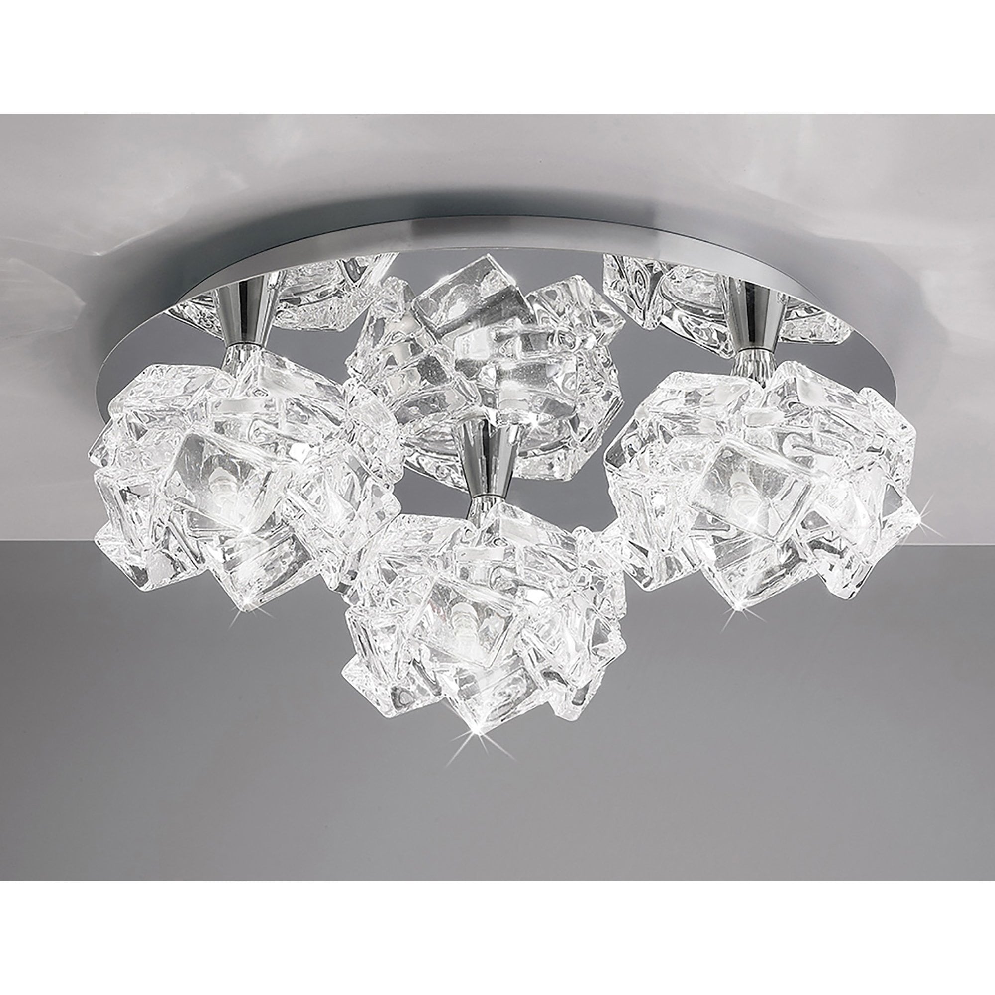 M3955 Artic Flush Ceiling 3 Light G9 Round Small Polished Chrome