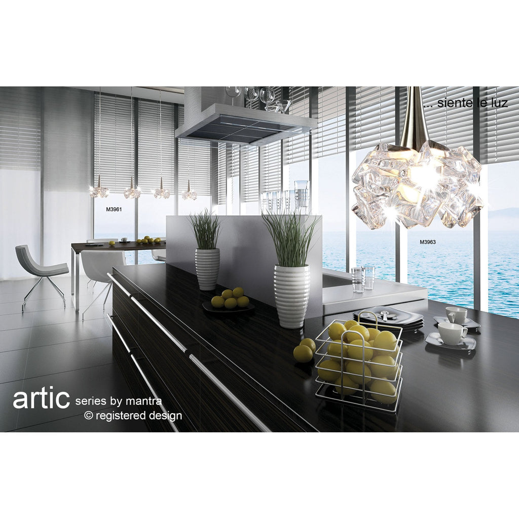 M3955 Artic Flush Ceiling 3 Light G9 Round Small Polished Chrome