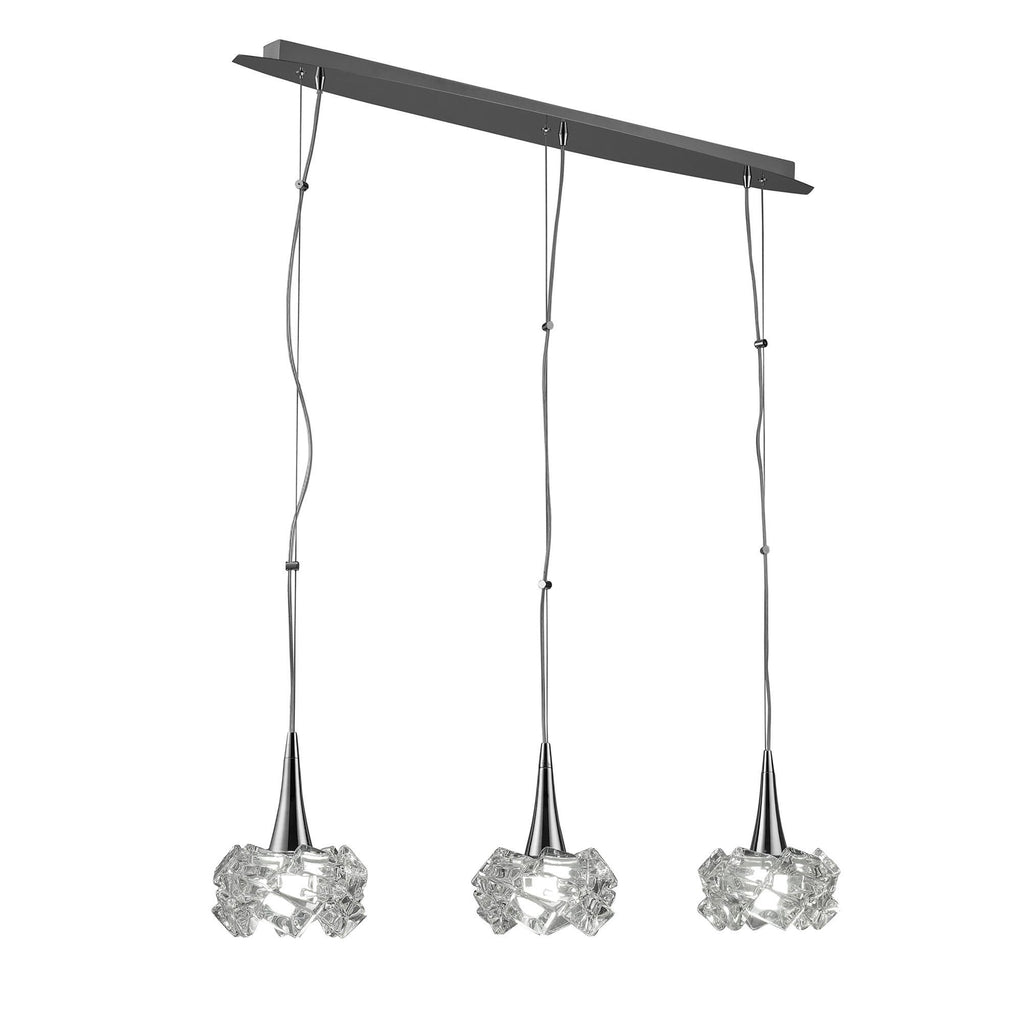 M3961 Artic Linear Pendant 3 Light E27 Line Large Polished Chrome
