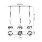 M3961 Artic Linear Pendant 3 Light E27 Line Large Polished Chrome