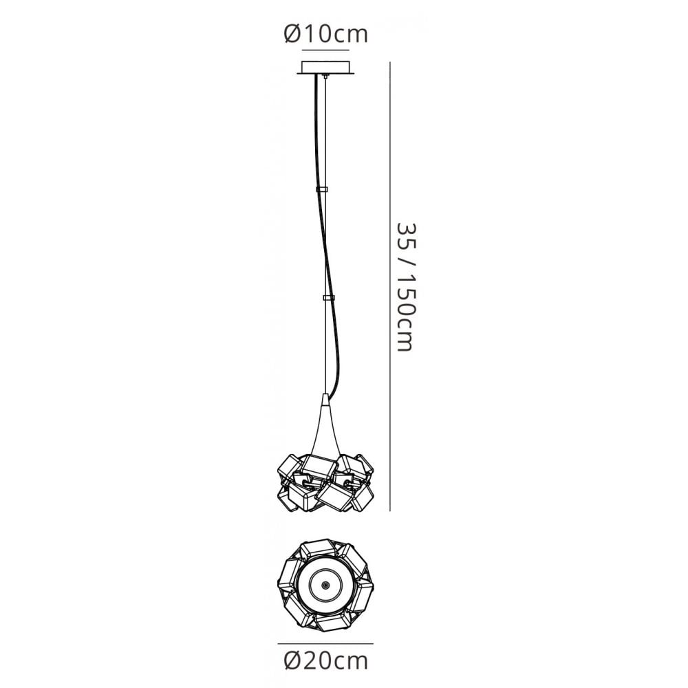 M3963 Artic Pendant 1 Light E27 Large Polished Chrome