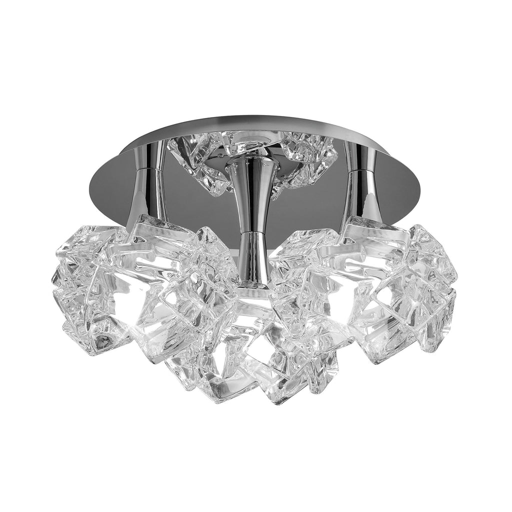 M3965 Artic Flush Ceiling 3 Light E27 Round Large Polished Chrome