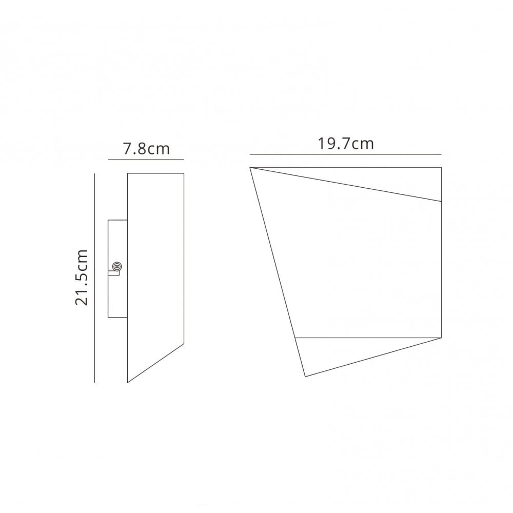 M6222 Asimetric Wall Light Rhombus 1 Light Black