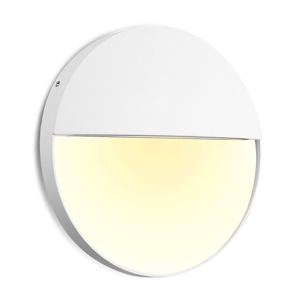 M7018 Baker Outdoor Wall Lamp Large Round 6W LED Sand White