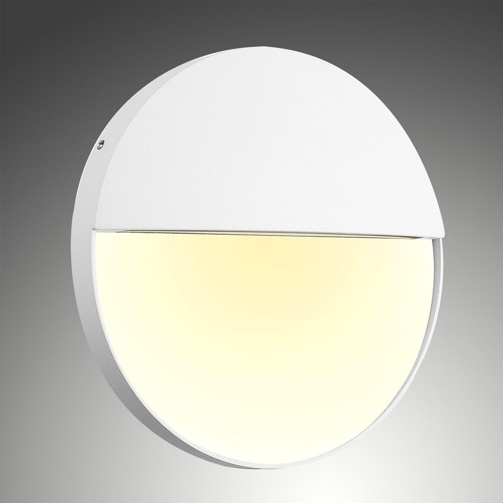 M7018 Baker Outdoor Wall Lamp Large Round 6W LED Sand White