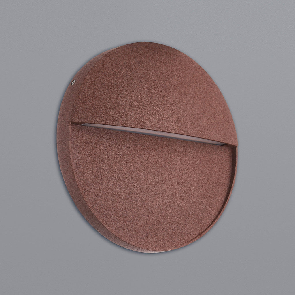 M7643 Baker Outdoor Wall Lamp Large Round 6W LED Rust Brown