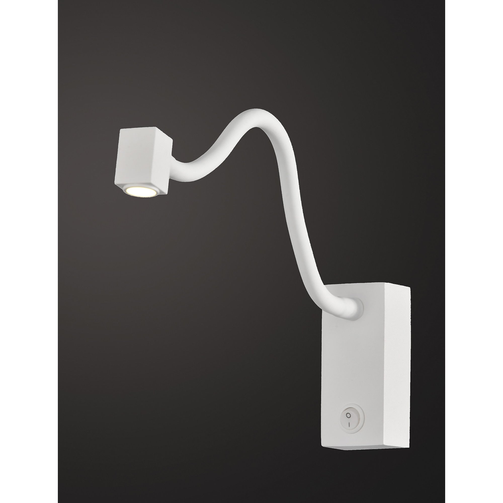 M6048 Boavista Switched Wall Lamp / Reader 1L 3W LED Square Head Spot Round Base Matt White
