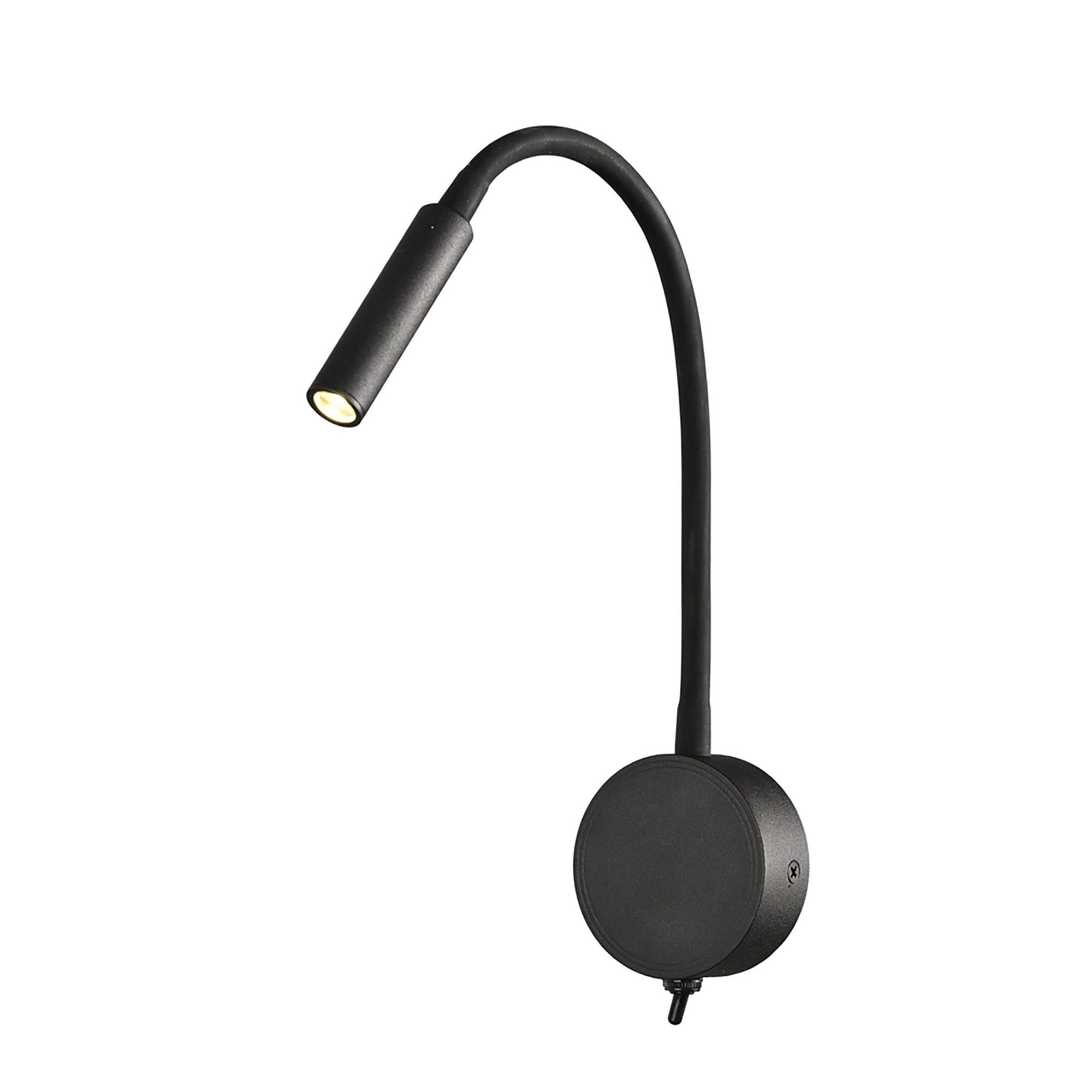 M6047 Boavista Switched Wall Lamp / Reader 1L 3W LED Round Head Spot Round Base Matt Black