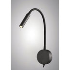 M6047 Boavista Switched Wall Lamp / Reader 1L 3W LED Round Head Spot Round Base Matt Black
