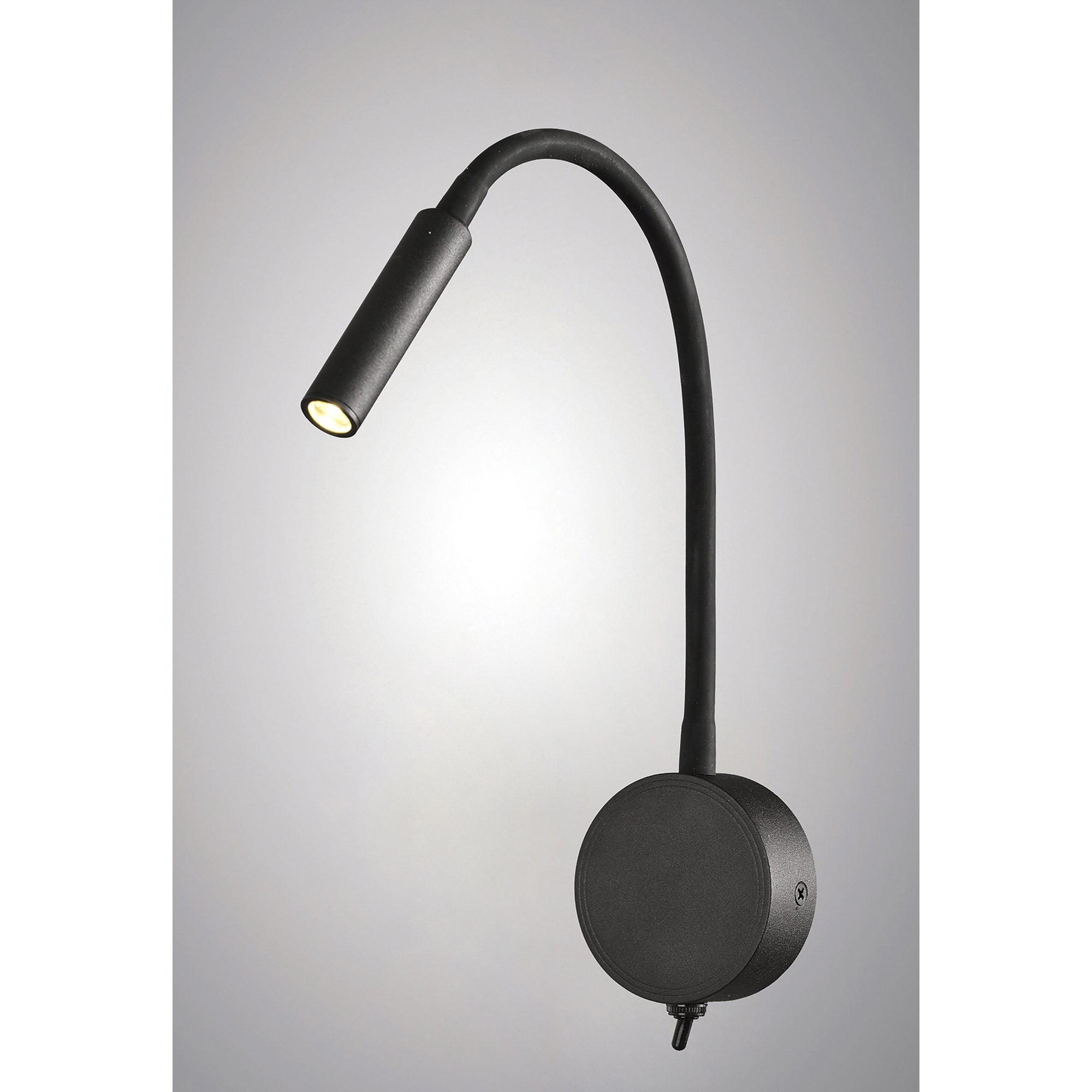 M6047 Boavista Switched Wall Lamp / Reader 1L 3W LED Round Head Spot Round Base Matt Black
