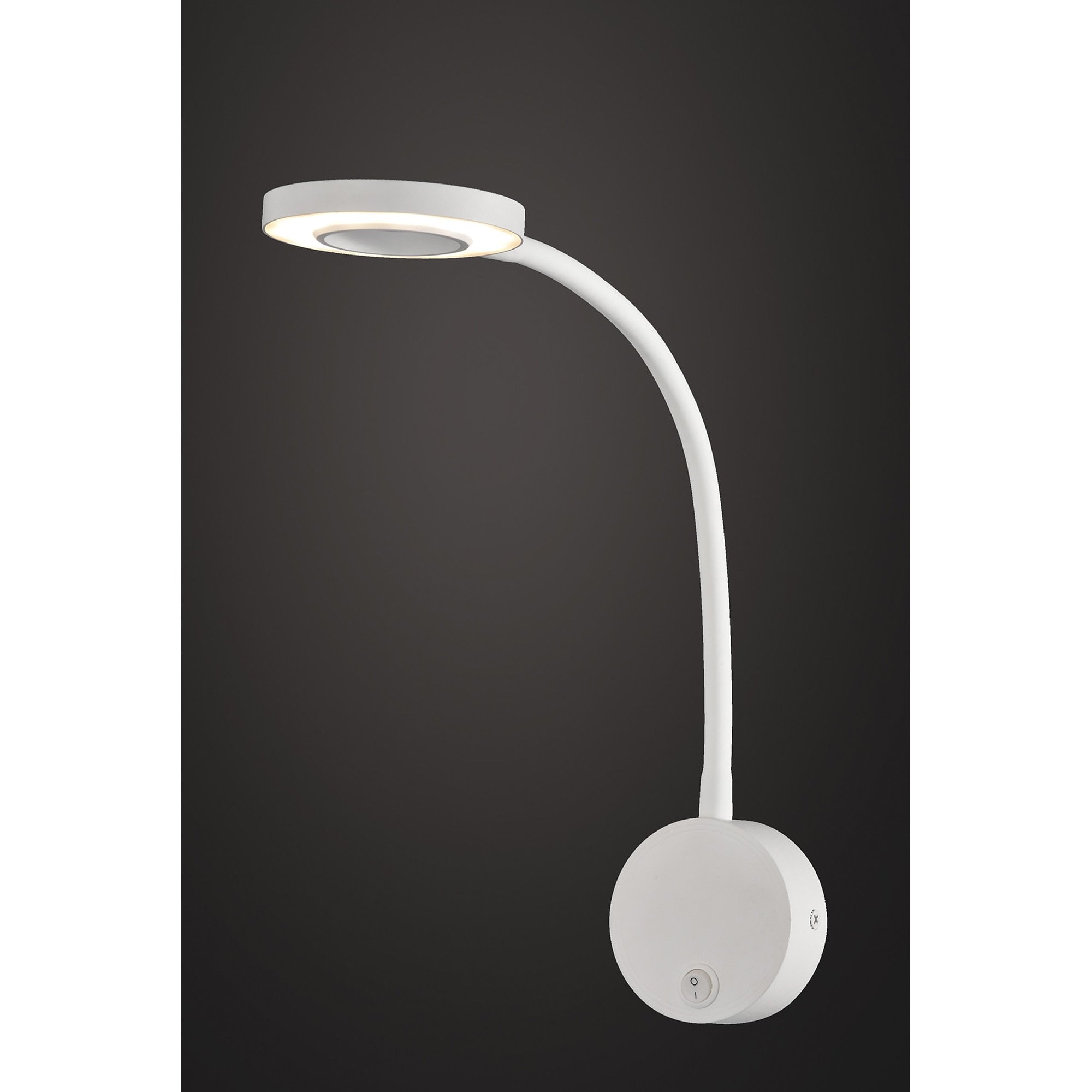 M6050 Boavista Switched Wall Lamp / Reader 1L 5W LED Ring Head Round Base Matt White