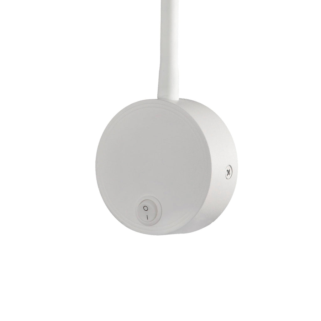 M6050 Boavista Switched Wall Lamp / Reader 1L 5W LED Ring Head Round Base Matt White
