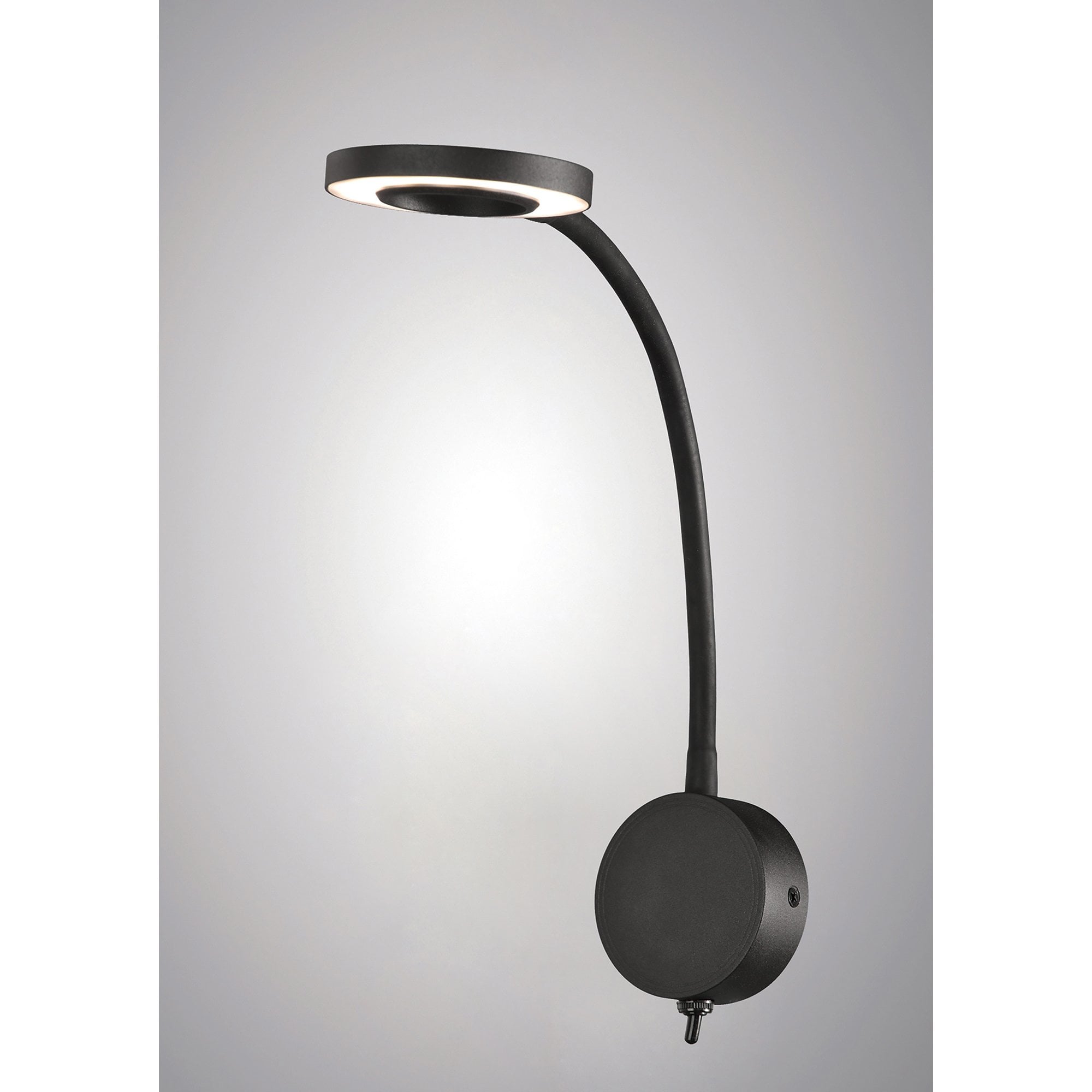M6051 Boavista Switched Wall Lamp / Reader 1L 5W LED Ring Head Round Base Matt Black